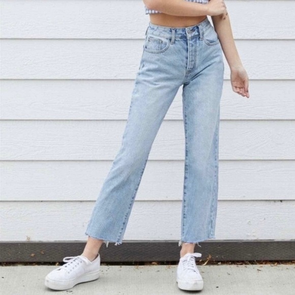 J GALT BRANDY MELVILLE Straight Leg Raw Hem Jeans M - Picture 3 of 10